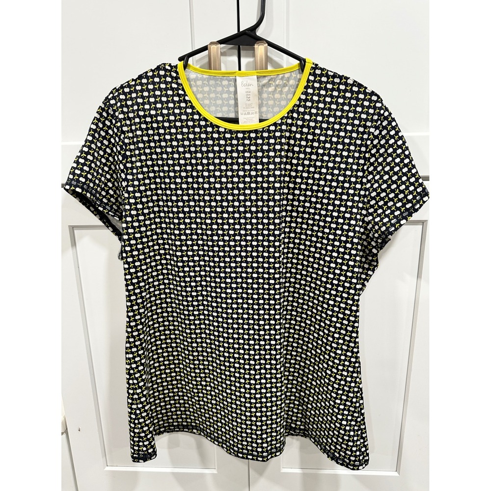 Boden Apple Print T-Shirt Crew Neck Short Sleeve Everyday‎ Top US 16